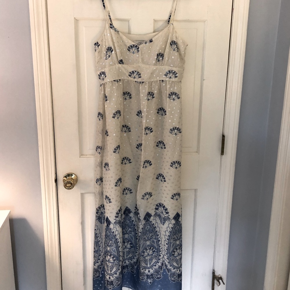 NWT Loft white & blue maxi dress